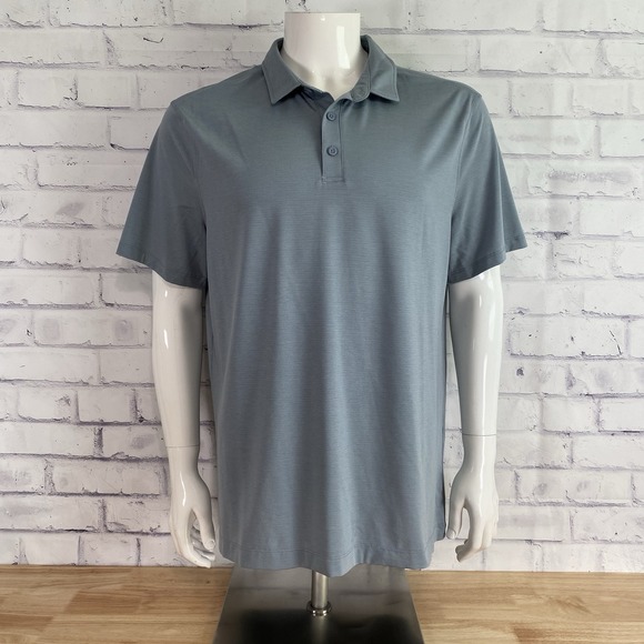 Lululemon Shirt Men's Large Polo Short Sleeve Athleta Performance Gray - Picture 2 of 10